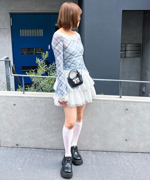 frunco(フランコ)の「チェックシアーアシンメトリートップス(Tシャツ/カットソー・レディース・ブルー/パープル・FREE)」の21枚目の写真