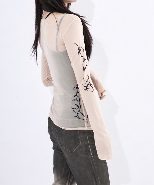セール】tattoo sheer tops / タトゥーシアートップス（Tシャツ