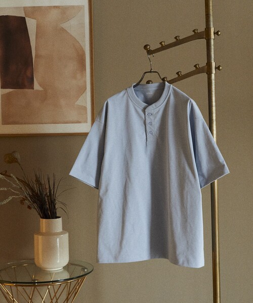 FREAK'S STORE（フリークスストア）の「FREAK’S STORE/フリークスストア AIRDRY 7.7オンス ビックシルエット ヘンリーネックTシャツ/エアドライ ポリエステル Tシャツ/吸水速乾/遮熱性/UVカット（Tシャツ/カットソー・メンズ・ホワイト/ブラック/チャコールグレー/オリーブ/ミント/サックスブルー・SMALL/MEDIUM/LARGE）」の7枚目の写真
