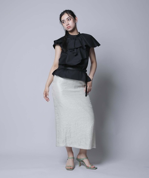 RAW FUDGE（ローファッジ）の「アシメケープフリルブラウス（シャツ/ブラウス・レディース・オフホワイト/サックスブルー/ブラック/ベージュ・M）」の9枚目の写真