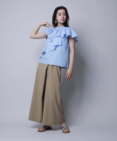 RAW FUDGE（ローファッジ）の「アシメケープフリルブラウス（シャツ/ブラウス・レディース・オフホワイト/サックスブルー/ブラック/ベージュ・M）」の20枚目の写真