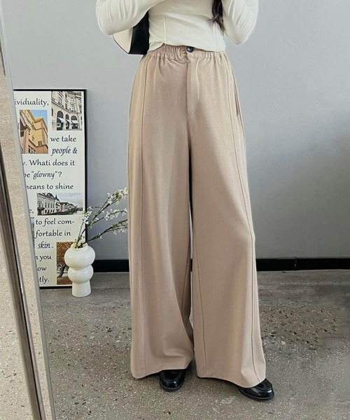 DECADE CLASSIC(ディケイド クラシック)の「【DECADE CLASSIC】きれいめワイドパンツ(チノパンツ・レディース・チョコ/ライトベージュ/ベージュ・MEDIUM/LARGE)」の1枚目の写真
