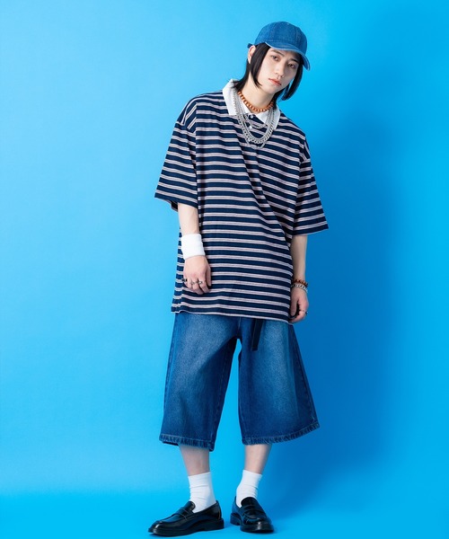 a.p.o.v.(エーピーオービー)の「a.p.o.v. マルチボーダーオーバーサイズラガーシャツ(ポロシャツ・メンズ・アイボリー/グレー/ネイビー・ONESIZE)」の12枚目の写真