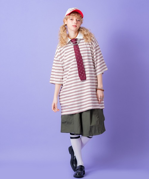 a.p.o.v.(エーピーオービー)の「a.p.o.v. マルチボーダーオーバーサイズラガーシャツ(ポロシャツ・メンズ・アイボリー/グレー/ネイビー・ONESIZE)」の6枚目の写真