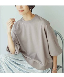 IEDIT | ＩＥＤＩＴ　ゆるっと着映えてトレンド見え　ミニ裏毛ラインストーントップス(Tシャツ/カットソー)