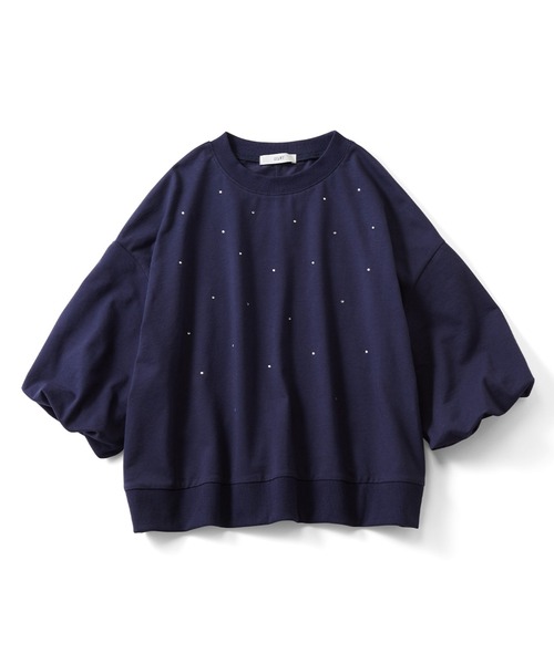 IEDIT(イディット)の「IEDIT ゆるっと着映えてトレンド見え ミニ裏毛ラインストーントップス(Tシャツ/カットソー・レディース・ネイビー/グレー・L/M/3L/LL/S)」の18枚目の写真