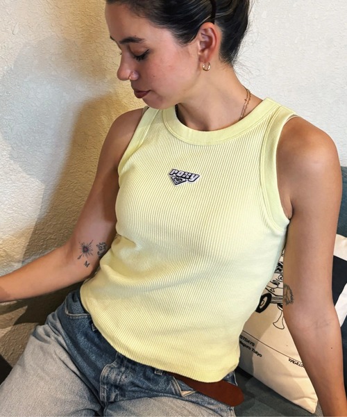 ROXY（ロキシー）の「AWESOME /ロキシーロゴワンポイントタンクトップ（タンクトップ・レディース・ナチュラル/ブラック/ブラウン/グリーン・MEDIUM/LARGE/SMALL）」の4枚目の写真
