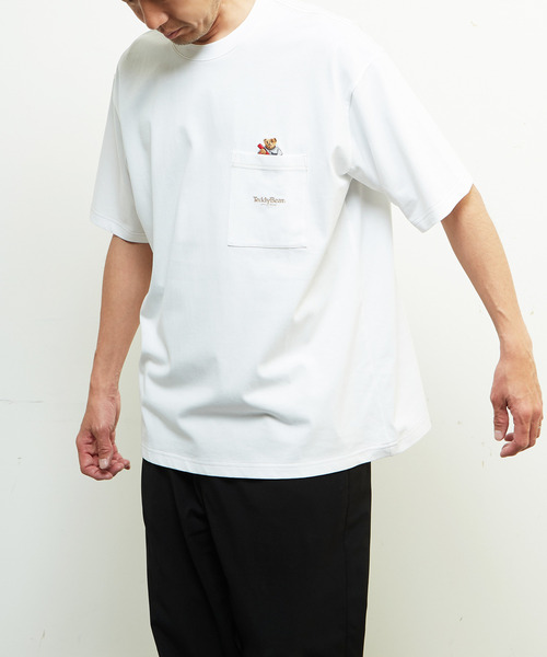 MEN'S MELROSE(メンズメルローズ)の「【MASTER FRAME/マスターフレーム】Teddy Bearポケット刺繍Tシャツ(Tシャツ/カットソー・メンズ・ホワイト/スミクロ・1/2/3/4)」の2枚目の写真