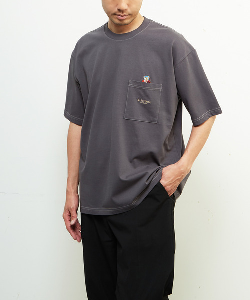 MEN'S MELROSE(メンズメルローズ)の「【MASTER FRAME/マスターフレーム】Teddy Bearポケット刺繍Tシャツ(Tシャツ/カットソー・メンズ・ホワイト/スミクロ・1/2/3/4)」の1枚目の写真
