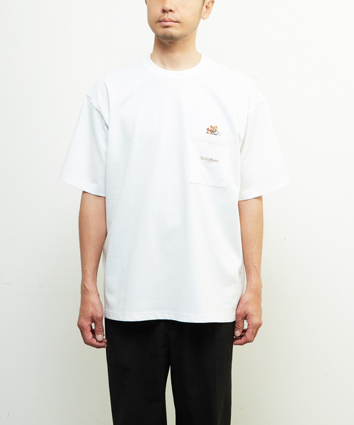 MEN'S MELROSE(メンズメルローズ)の「【MASTER FRAME/マスターフレーム】Teddy Bearポケット刺繍Tシャツ(Tシャツ/カットソー・メンズ・ホワイト/スミクロ・1/2/3/4)」の17枚目の写真