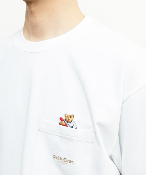 MEN'S MELROSE(メンズメルローズ)の「【MASTER FRAME/マスターフレーム】Teddy Bearポケット刺繍Tシャツ(Tシャツ/カットソー・メンズ・ホワイト/スミクロ・1/2/3/4)」の13枚目の写真