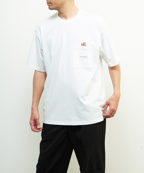 MEN'S MELROSE(メンズメルローズ)の「【MASTER FRAME/マスターフレーム】Teddy Bearポケット刺繍Tシャツ(Tシャツ/カットソー・メンズ・ホワイト/スミクロ・1/2/3/4)」の4枚目の写真