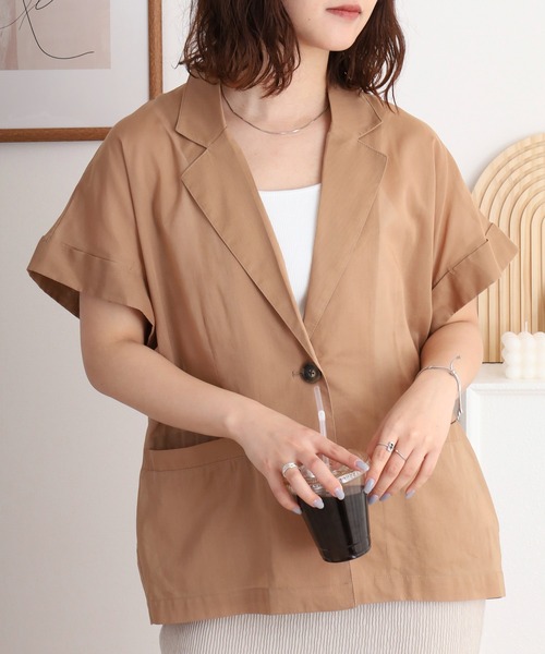 Anna Nicola(アンナニコラ)の「Anna Nicola コットンシアー ハーフスリーブテーラードジャケット(テーラードジャケット・レディース・キャメル/ブラック/モスグリーン・38)」の22枚目の写真