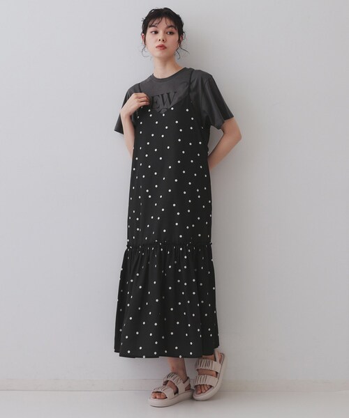 OPAQUE.CLIP（オペークドットクリップ）の「ドットプリントキャミワンピース【洗濯機洗い可】（ワンピース・レディース・ブラック系/ダークブラウン系/ダークブラウン系8・00）」の5枚目の写真