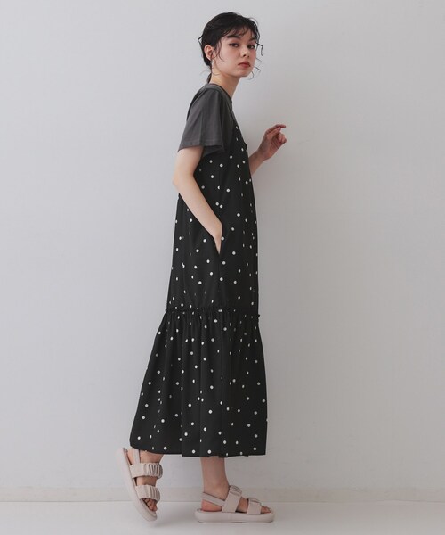OPAQUE.CLIP（オペークドットクリップ）の「ドットプリントキャミワンピース【洗濯機洗い可】（ワンピース・レディース・ブラック系/ダークブラウン系/ダークブラウン系8・00）」の6枚目の写真