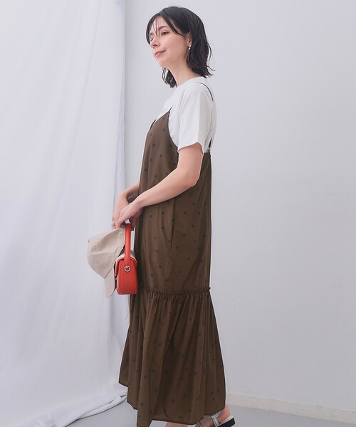 OPAQUE.CLIP（オペークドットクリップ）の「ドットプリントキャミワンピース【洗濯機洗い可】（ワンピース・レディース・ブラック系/ダークブラウン系/ダークブラウン系8・00）」の8枚目の写真