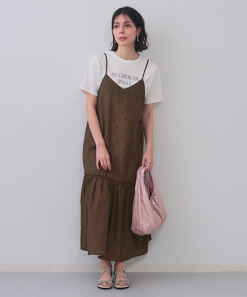 OPAQUE.CLIP（オペークドットクリップ）の「ドットプリントキャミワンピース【洗濯機洗い可】（ワンピース・レディース・ブラック系/ダークブラウン系/ダークブラウン系8・00）」の9枚目の写真