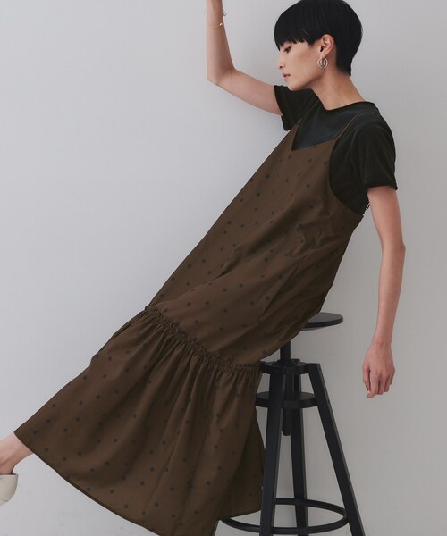 OPAQUE.CLIP（オペークドットクリップ）の「ドットプリントキャミワンピース【洗濯機洗い可】（ワンピース・レディース・ブラック系/ダークブラウン系/ダークブラウン系8・00）」の12枚目の写真