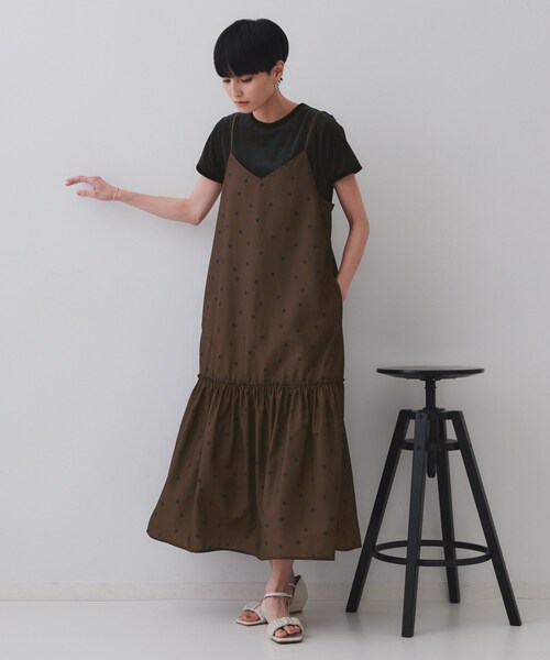 OPAQUE.CLIP（オペークドットクリップ）の「ドットプリントキャミワンピース【洗濯機洗い可】（ワンピース・レディース・ブラック系/ダークブラウン系/ダークブラウン系8・00）」の13枚目の写真
