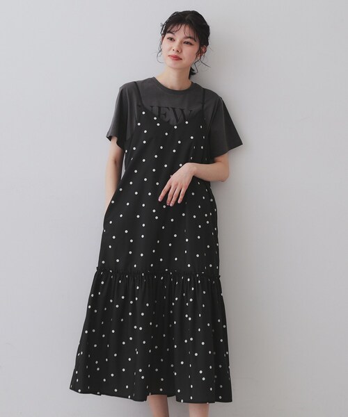 OPAQUE.CLIP（オペークドットクリップ）の「ドットプリントキャミワンピース【洗濯機洗い可】（ワンピース・レディース・ブラック系/ダークブラウン系/ダークブラウン系8・00）」の16枚目の写真