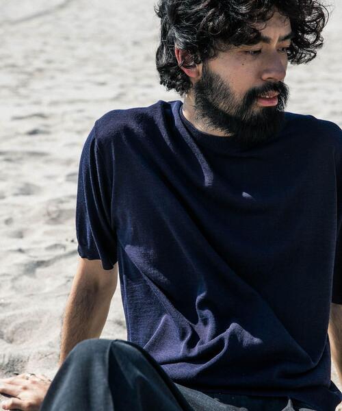 URBAN RESEARCH(アーバンリサーチ)の「new basic WOOL SILK KNIT T-SHIRTS(ニット/セーター・メンズ・ブラック/ネイビー・MEDIUM/LARGE)」の3枚目の写真