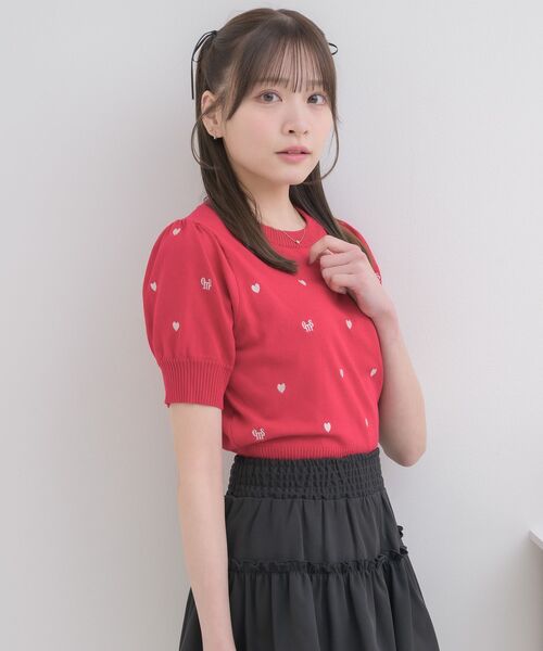ems excite(エムズエキサイト)の「ロゴ入り総刺繍NTPO(ニット/セーター・レディース・レッド/ダークブルー/ナチュラル・FREE)」の15枚目の写真