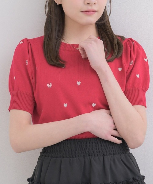 ems excite(エムズエキサイト)の「ロゴ入り総刺繍NTPO(ニット/セーター・レディース・レッド/ダークブルー/ナチュラル・FREE)」の2枚目の写真