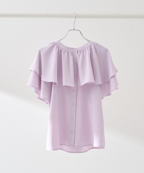 earth music&ecology(アースミュージックアンドエコロジー)の「ケープブラウス(シャツ/ブラウス・レディース・ピンク/オフホワイト/サックスブルー/その他14・FREE)」の1枚目の写真