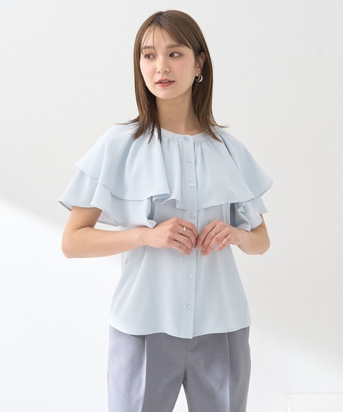 earth music&ecology(アースミュージックアンドエコロジー)の「ケープブラウス(シャツ/ブラウス・レディース・ピンク/オフホワイト/サックスブルー/その他14・FREE)」の9枚目の写真