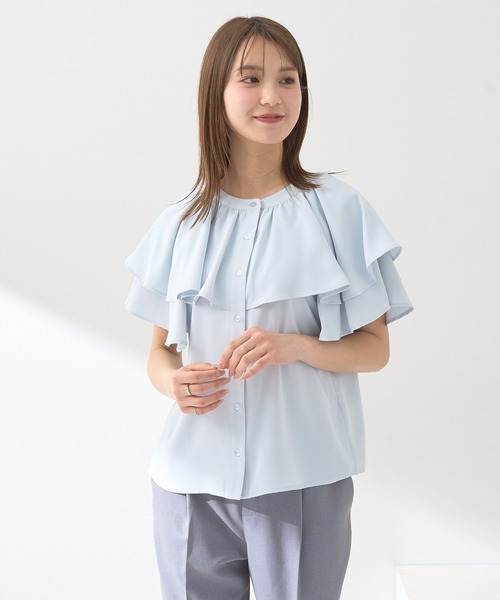 earth music&ecology(アースミュージックアンドエコロジー)の「ケープブラウス(シャツ/ブラウス・レディース・ピンク/オフホワイト/サックスブルー/その他14・FREE)」の8枚目の写真