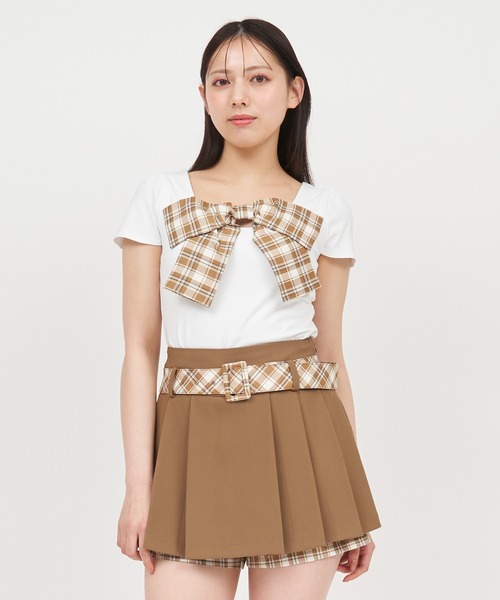 チェックリボンカットトップス 即日配送 ROYAL PARTY（ロイヤルパーティー）の「チェックリボンカット