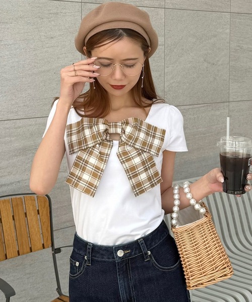  PARTY チェックリボンカットトップス ROYAL PARTY｜チェックリボンカットトップス | Rakuten Fashion