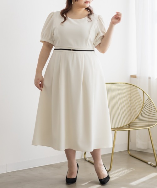 CLETTE（クレット）の「パフスリーブロングワンピース（ワンピース・レディース・アイボリー/ラベンダー/ピンク・3L/LL/4L）」の2枚目の写真