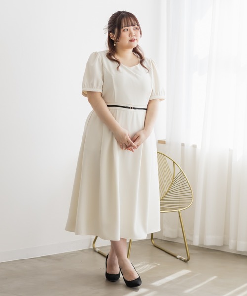 CLETTE（クレット）の「パフスリーブロングワンピース（ワンピース・レディース・アイボリー/ラベンダー/ピンク・3L/LL/4L）」の4枚目の写真