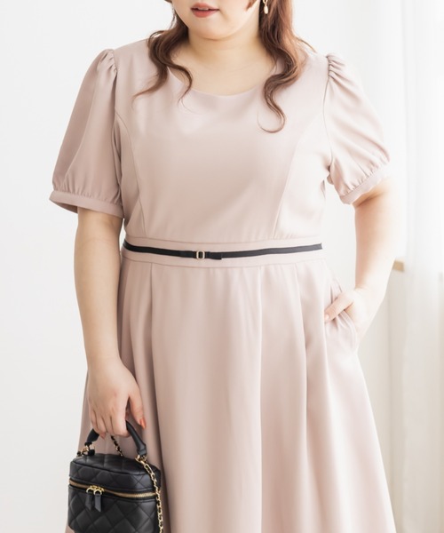 CLETTE（クレット）の「パフスリーブロングワンピース（ワンピース・レディース・アイボリー/ラベンダー/ピンク・3L/LL/4L）」の16枚目の写真