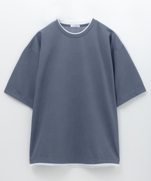 URBAN COLLECTION（アーバンコレクション）の「URBANCOLECTION 杢調梨地 フェイクレイヤードTシャツ（Tシャツ/カットソー・メンズ・ライトグレー/グリーン/ブラック/サックスブルー/ライトベージュ・S/M/L/XL）」の5枚目の写真