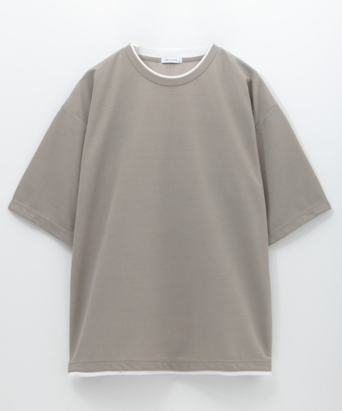 URBAN COLLECTION（アーバンコレクション）の「URBANCOLECTION 杢調梨地 フェイクレイヤードTシャツ（Tシャツ/カットソー・メンズ・ライトグレー/グリーン/ブラック/サックスブルー/ライトベージュ・S/M/L/XL）」の3枚目の写真