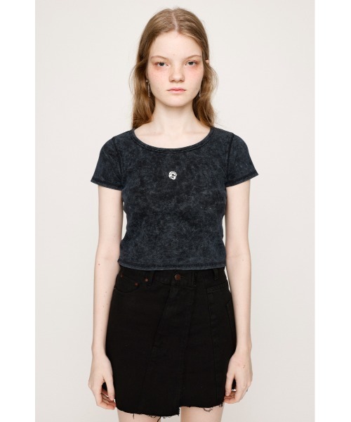 SLY(スライ)の「AGING LOGO CUT TOPS エージング ロゴ カット トップス 半袖 夏服(Tシャツ/カットソー・レディース・ブルー/ブラック/カーキ/ライトグリーン・FREE)」の22枚目の写真