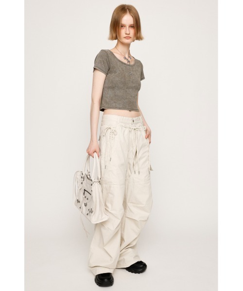 SLY(スライ)の「AGING LOGO CUT TOPS エージング ロゴ カット トップス 半袖 夏服(Tシャツ/カットソー・レディース・ブルー/ブラック/カーキ/ライトグリーン・FREE)」の19枚目の写真