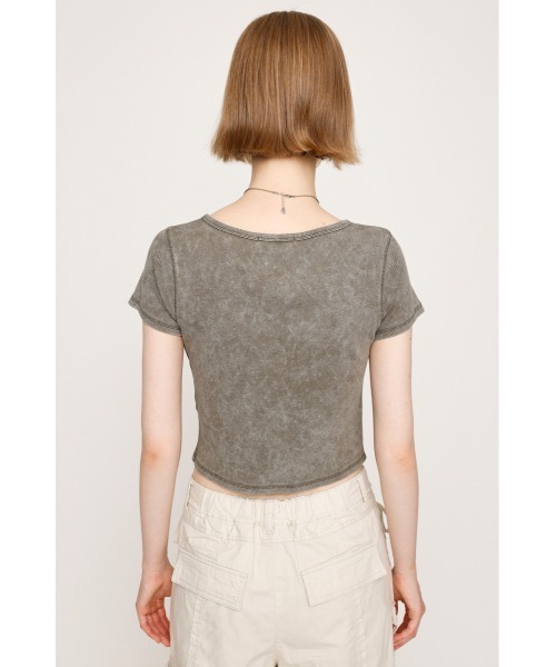 SLY(スライ)の「AGING LOGO CUT TOPS エージング ロゴ カット トップス 半袖 夏服(Tシャツ/カットソー・レディース・ブルー/ブラック/カーキ/ライトグリーン・FREE)」の15枚目の写真