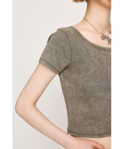 SLY(スライ)の「AGING LOGO CUT TOPS エージング ロゴ カット トップス 半袖 夏服(Tシャツ/カットソー・レディース・ブルー/ブラック/カーキ/ライトグリーン・FREE)」の14枚目の写真