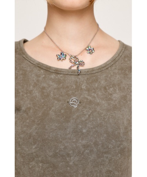 SLY(スライ)の「AGING LOGO CUT TOPS エージング ロゴ カット トップス 半袖 夏服(Tシャツ/カットソー・レディース・ブルー/ブラック/カーキ/ライトグリーン・FREE)」の13枚目の写真