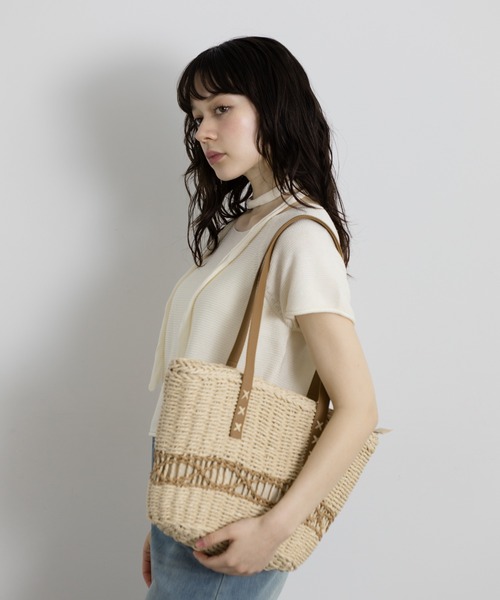 【極美品】ルネ　かごバッグ セール】リボンバスケットかごバッグ（かごバッグ）｜leune