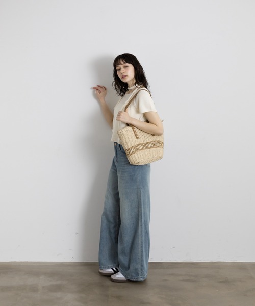 Lunea（ルネア）の「クロスステッチサマートートバッグ（かごバッグ・レディース・ホワイト/ブラウン・FREE）」の13枚目の写真