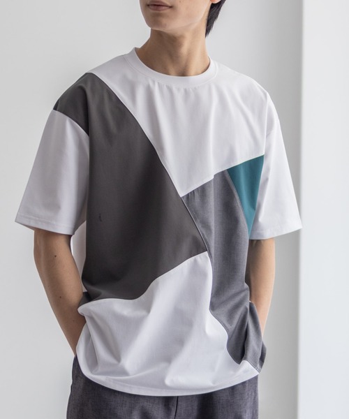 URBAN COLLECTION(アーバンコレクション)の「URBANCOLECTION AIR Smoosy 切替えTシャツ【接触冷感 UVカット 吸水速乾 毛玉になりにくい 軽量 ストレッチ】(Tシャツ/カットソー・メンズ・ホワイト/ネイビー/ブラック/グレイッシュベージュ・S/M/L/XL)」の2枚目の写真