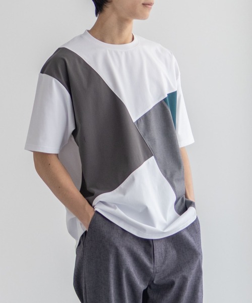 URBAN COLLECTION(アーバンコレクション)の「URBANCOLECTION AIR Smoosy 切替えTシャツ【接触冷感 UVカット 吸水速乾 毛玉になりにくい 軽量 ストレッチ】(Tシャツ/カットソー・メンズ・ホワイト/ネイビー/ブラック/グレイッシュベージュ・S/M/L/XL)」の16枚目の写真