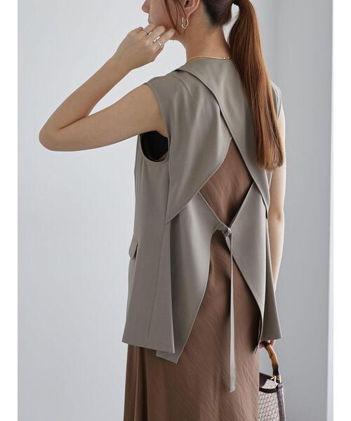 Te chichi（テチチ）の「麻調バックオープンジレ（セットアップ可）《2025summer catalog item》（ベスト・レディース・ブラック/モカ・F）」の19枚目の写真