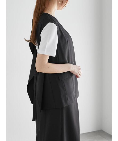 Te chichi（テチチ）の「麻調バックオープンジレ（セットアップ可）《2025summer catalog item》（ベスト・レディース・ブラック/モカ・F）」の13枚目の写真