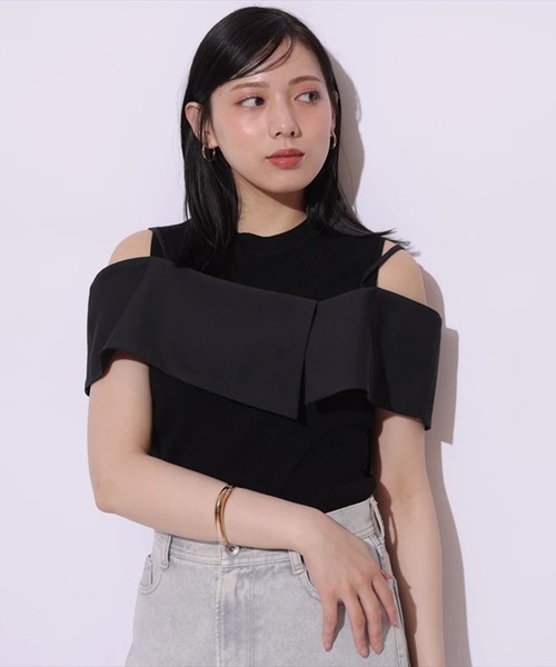 Mystrada ビックカラードッキングニット　黒 Mystrada（マイストラーダ）の「ビックカラードッキングニット（ニット