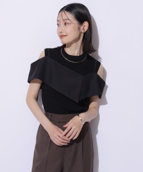 新品タグ付❤️Mystrada マイストラーダ　フリルキャミドッキングニット　黒 Mystrada（マイストラーダ）の「フリルドッキングニット（ニット